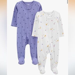 Simple Joys by Carter's Baby Girls' Cotton Footed Sleep and Play, Pack of 2
